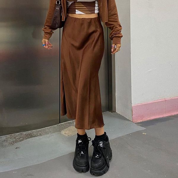 vintage skinny solid color long skirt for women high waist streetwear split midi skirts 2021 fashion satin clothes, Black
vintage skinny solid color long skirt for women high waist streetwear split midi skirts 2021 fashion satin clothes, Black