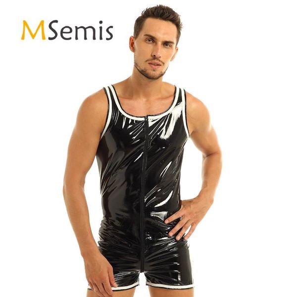 mens lingerie bodysuit one-piece wet look patent leather sleeveless front zipper boxer briefs leotard bodysuit jumpsuit
mens lingerie bodysuit one-piece wet look patent leather sleeveless front zipper boxer briefs leotard bodysuit jumpsuit