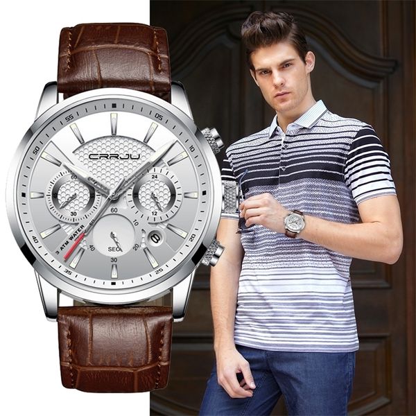 quartz watch crrju luxury men outdoor mens es sport es chronograph wristwatch clock leather wrist 220225, Slivery;brown
quartz watch crrju luxury men outdoor mens es sport es chronograph wristwatch clock leather wrist 220225, Slivery;brown