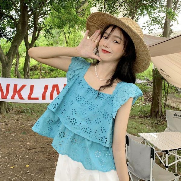 women's blouses & shirts coigarsam blouse women summer casual loose butterfly sleeve hollow out square collar blusas womens and, White
women's blouses & shirts coigarsam blouse women summer casual loose butterfly sleeve hollow out square collar blusas womens and, White