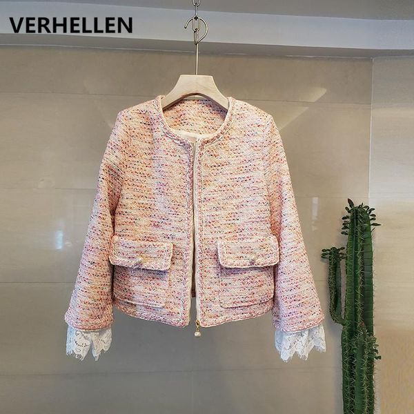 women's jackets verhellen fashion runway 2021 spring autumn women long sleeve splice lace pink tweed short jacket and coats fem, Black;brown
women's jackets verhellen fashion runway 2021 spring autumn women long sleeve splice lace pink tweed short jacket and coats fem, Black;brown