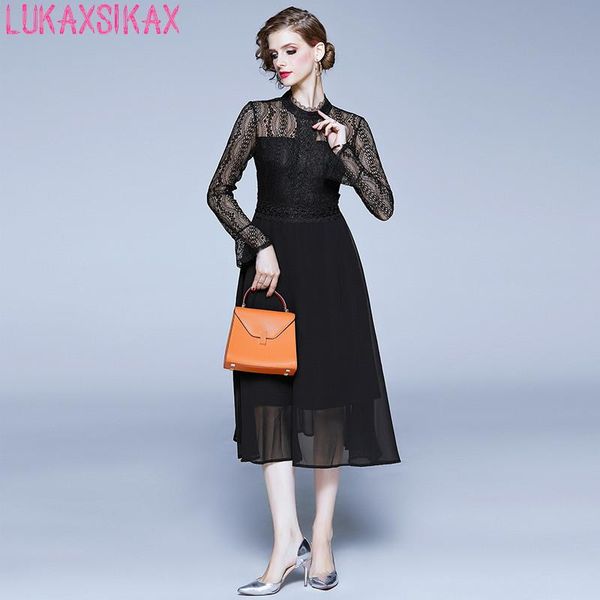 casual dresses lukaxsikax 2021 spring autumn women long sleeve dress hollow out lace chiffon patchwork black runway, Black;gray
casual dresses lukaxsikax 2021 spring autumn women long sleeve dress hollow out lace chiffon patchwork black runway, Black;gray