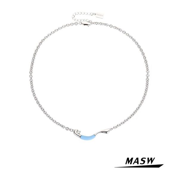 chains masw original design one layer chain necklace simply silvery plating blue geometric pendant women jewelry gifts, Silver
chains masw original design one layer chain necklace simply silvery plating blue geometric pendant women jewelry gifts, Silver