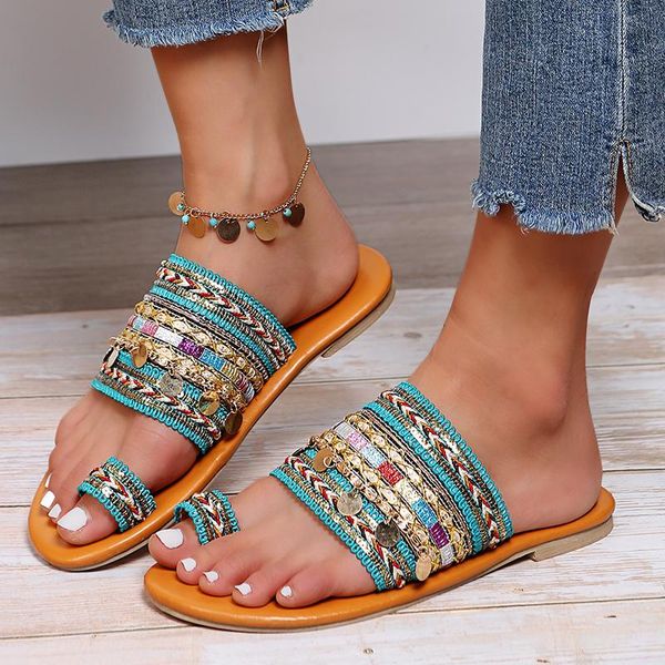 slippers bohemian knitting weave sandals metal clip toe woman summer slides flat heel shoes plus size 43 pantuflas, Black
slippers bohemian knitting weave sandals metal clip toe woman summer slides flat heel shoes plus size 43 pantuflas, Black