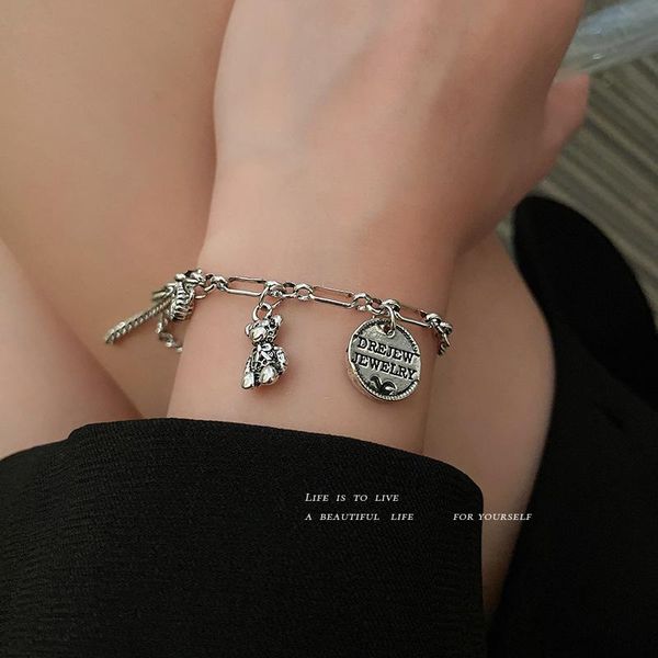 link, chain geometric round brand splice bracelet rice bead alphabet cool wind fashion, Black
link, chain geometric round brand splice bracelet rice bead alphabet cool wind fashion, Black