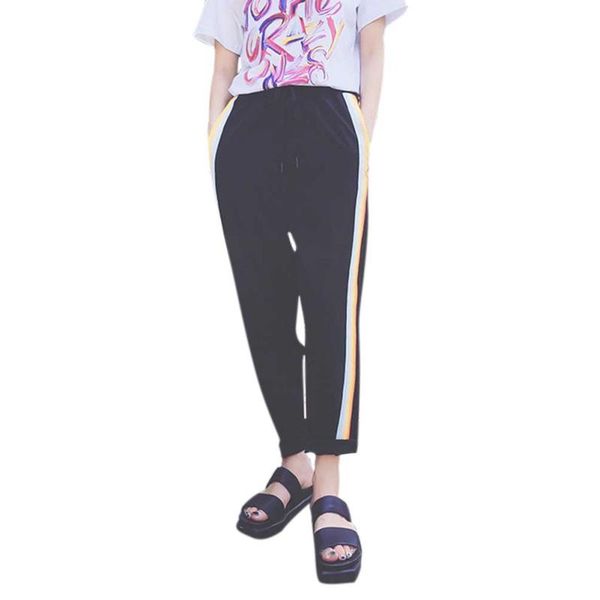 women's pants & capris casual colorful rainbow fashion side-stripe female loose elastic waist chic pockets summer, Black;white
women's pants & capris casual colorful rainbow fashion side-stripe female loose elastic waist chic pockets summer, Black;white