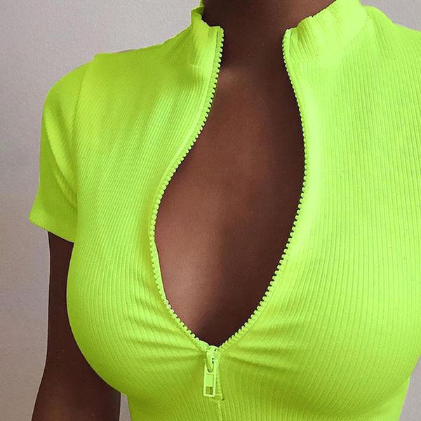 zip up knitted crop t shirt women summer v neck casual short sleeve work out shirt white black fluorescent green
zip up knitted crop t shirt women summer v neck casual short sleeve work out shirt white black fluorescent green
