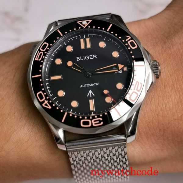 41mm bliger mechanical automatic men watch sapphire crystal date indicator stainless steel bracelet, Slivery;brown
41mm bliger mechanical automatic men watch sapphire crystal date indicator stainless steel bracelet, Slivery;brown