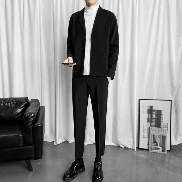men's suits & blazers black 3pcs men suit loose spring wedding for groom mens fashion mannen pak jassen clothing bd50xf, White;black
men's suits & blazers black 3pcs men suit loose spring wedding for groom mens fashion mannen pak jassen clothing bd50xf, White;black