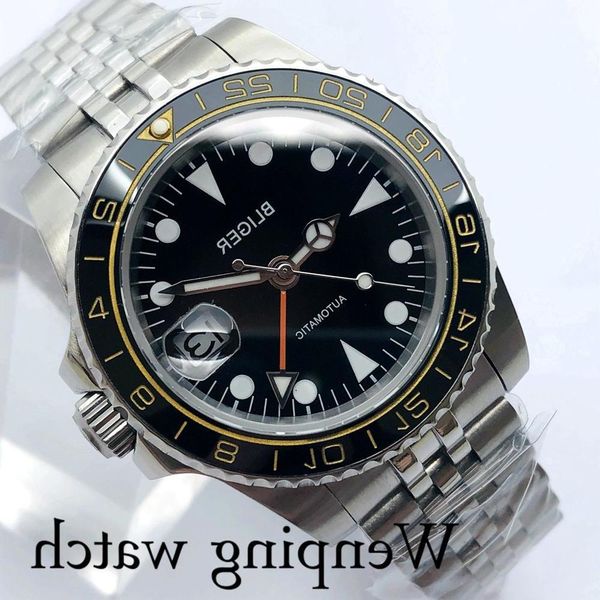 bliger 2021 new brand sier case sapphire glass ceramic bezel black dial date luminous men's luxury automatic watch, Slivery;brown 
bliger 2021 new brand sier case sapphire glass ceramic bezel black dial date luminous men's luxury automatic watch, Slivery;brown