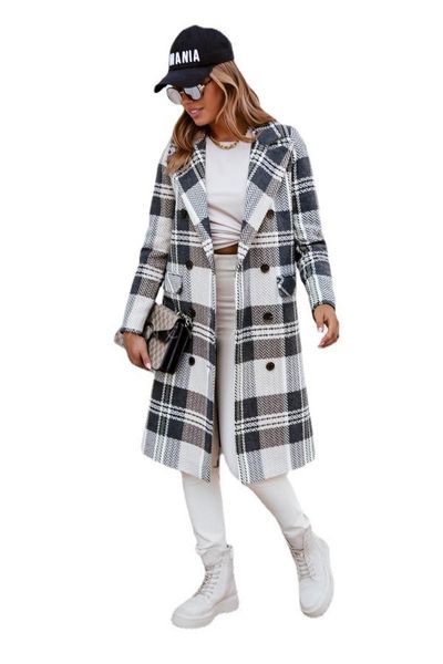 women's wool & blends donsignet 2021 autumn trench coat for women plaid print long sleeve pockets turn-down collar womens woolen, Black
women's wool & blends donsignet 2021 autumn trench coat for women plaid print long sleeve pockets turn-down collar womens woolen, Black