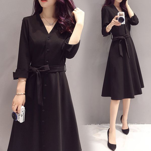 2021 new plus size women autumn black v neck elegant vintage slim vestidos invierno jurk kj107 osm2, Black;gray
2021 new plus size women autumn black v neck elegant vintage slim vestidos invierno jurk kj107 osm2, Black;gray