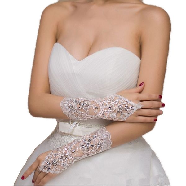 bridal gloves lace diamond bride wedding dress gloves high-grade drilling fingerless gloves, White
bridal gloves lace diamond bride wedding dress gloves high-grade drilling fingerless gloves, White