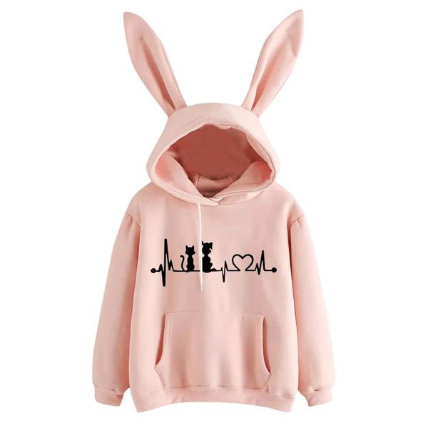 women's hoodies & sweatshirts kawaii cat heartbeat print pullover ears sweatshirt women autumn long sleeve pockets tracksuit blouse sud, Black
women's hoodies & sweatshirts kawaii cat heartbeat print pullover ears sweatshirt women autumn long sleeve pockets tracksuit blouse sud, Black