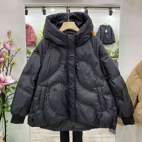 short women's off-season korean loose net red light white duck down thin bread jacket, Black
short women's off-season korean loose net red light white duck down thin bread jacket, Black