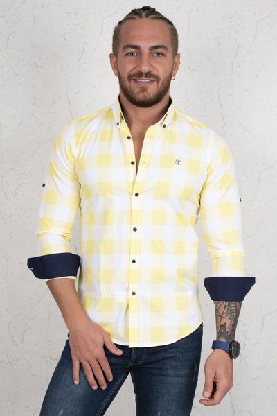 deepsea yellow male square pattern long sleeve shirt 2004024, White;black
deepsea yellow male square pattern long sleeve shirt 2004024, White;black