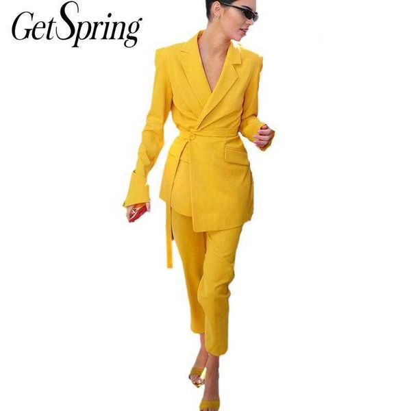 getspring women suits temperament pant suit lace up s blazer with s fashion set spring autumn 210601, White;black
getspring women suits temperament pant suit lace up s blazer with s fashion set spring autumn 210601, White;black