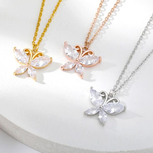 chains rxsmll cubic zircon butterfly necklaces for women stainless steel pendant charm necklace girls birthday jewelry gift, Silver
chains rxsmll cubic zircon butterfly necklaces for women stainless steel pendant charm necklace girls birthday jewelry gift, Silver