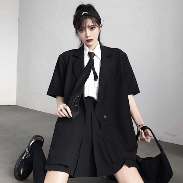 korean black suit blazers outerwear long sleeve women double breasted thin coat casual office summer clothes 210604, White;black
korean black suit blazers outerwear long sleeve women double breasted thin coat casual office summer clothes 210604, White;black