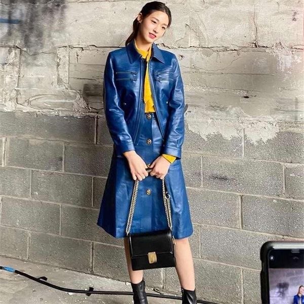 women's leather & faux 2021 women autumn winter brand real skirt sets sheepskin short jackets + buttons split knee length skirts a89, Black
women's leather & faux 2021 women autumn winter brand real skirt sets sheepskin short jackets + buttons split knee length skirts a89, Black
