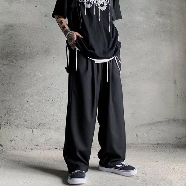 men's pants loose straight floor casual dark trend simple solid color fashion hanging tube large, Black
men's pants loose straight floor casual dark trend simple solid color fashion hanging tube large, Black