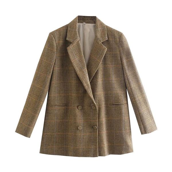 women's suits & blazers bbwm 2021 autumn cotton plaid women vintage long sleeve loose office lady blazer female double breasted streetw, White;black
women's suits & blazers bbwm 2021 autumn cotton plaid women vintage long sleeve loose office lady blazer female double breasted streetw, White;black