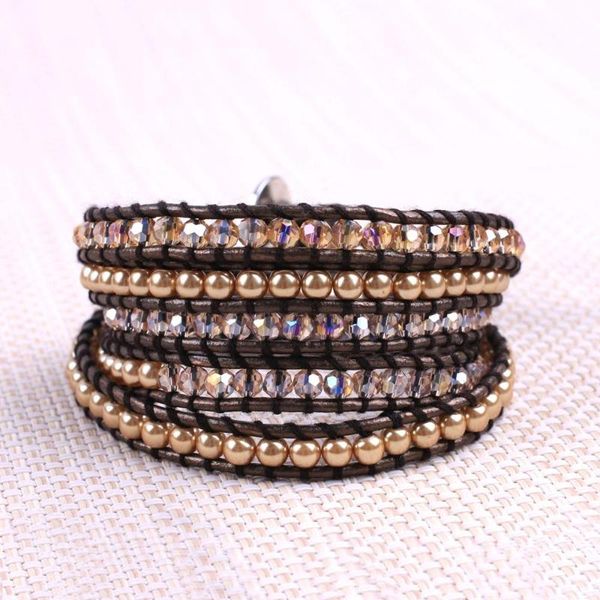 tennis kelitch simulation gold pearls beaded cuff bracelets boho summer women handmade leather crystal beads 5 wrap pulsera, Golden;silver
tennis kelitch simulation gold pearls beaded cuff bracelets boho summer women handmade leather crystal beads 5 wrap pulsera, Golden;silver