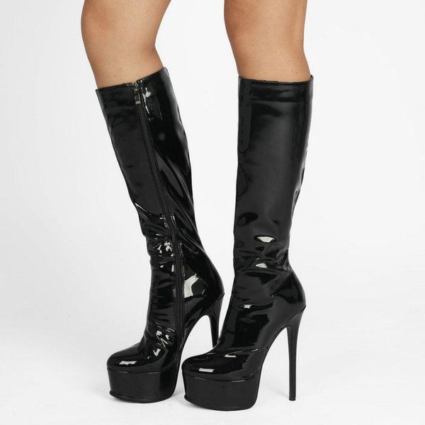 boots 2021 lady patent leather slim knee high fashion super heel waterproof platform zipper four seasons women's shoes, Black
boots 2021 lady patent leather slim knee high fashion super heel waterproof platform zipper four seasons women's shoes, Black