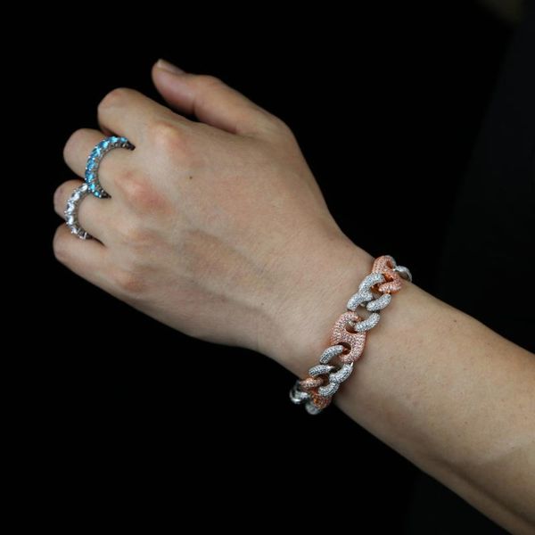charm bracelets 2021 fashion 15mm rock punk women men jewelry rose gold two tone color 5a cz iced out bling hip hop cuban chain bracelet, Golden;silver
charm bracelets 2021 fashion 15mm rock punk women men jewelry rose gold two tone color 5a cz iced out bling hip hop cuban chain bracelet, Golden;silver