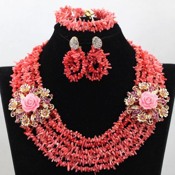 earrings & necklace charms 6 rows pink coral jewelry set fashion broken beads bride gift lady cnr521, Silver
earrings & necklace charms 6 rows pink coral jewelry set fashion broken beads bride gift lady cnr521, Silver