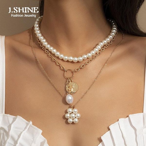 chains j.shine 2pcs/set boho handmade pearl flower coin pendant choker necklace for women fashion bead chain layered collar, Silver
chains j.shine 2pcs/set boho handmade pearl flower coin pendant choker necklace for women fashion bead chain layered collar, Silver