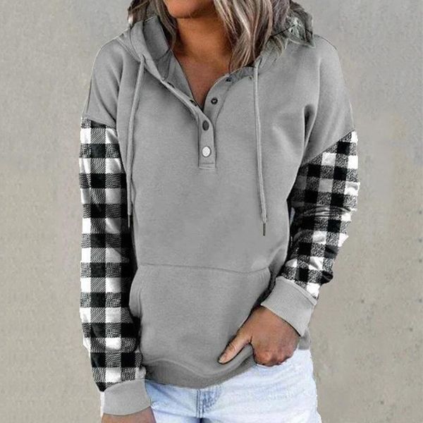 women's hoodies & sweatshirts 2021 autumn winter long-sleeve hoodie pullover casual hooded retro harajuku patchwork plaid sweater, Black
women's hoodies & sweatshirts 2021 autumn winter long-sleeve hoodie pullover casual hooded retro harajuku patchwork plaid sweater, Black
