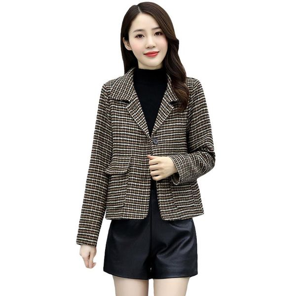 women's wool & blends 2021 spring autumn fashion slim coat plaid woolen jacket long-sleeved outwear short basic female coats, Black
women's wool & blends 2021 spring autumn fashion slim coat plaid woolen jacket long-sleeved outwear short basic female coats, Black
