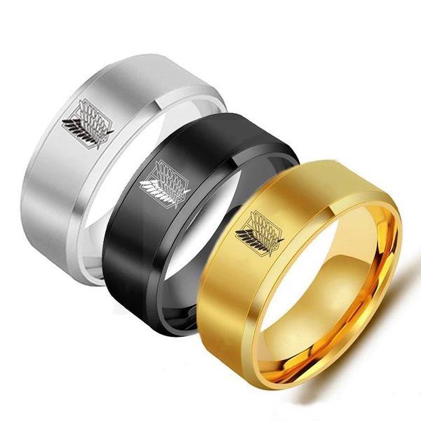 wedding rings anime attack on titan black sliver stainless steel ring of liberty flag finger for men women jewelry fans gifts, Slivery;golden
wedding rings anime attack on titan black sliver stainless steel ring of liberty flag finger for men women jewelry fans gifts, Slivery;golden