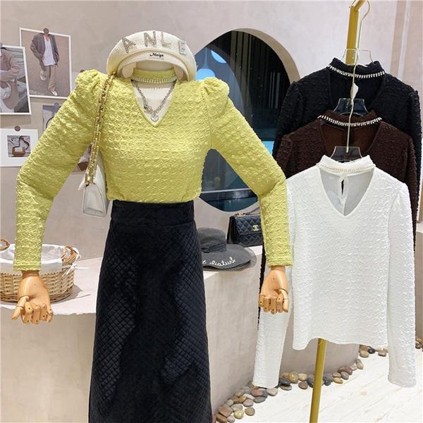 women's t-shirt clothing 2021 autumn winter hanging neck three-dimensional design long sleeve versatile bottomed shirt, White
women's t-shirt clothing 2021 autumn winter hanging neck three-dimensional design long sleeve versatile bottomed shirt, White
