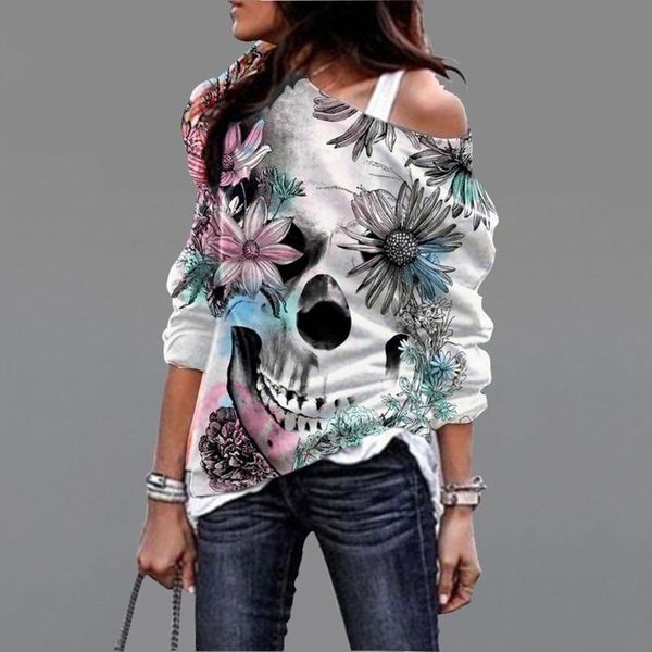 women's blouses & shirts casual women wide collar halloween skull fashion printed three-quarter sleeve classic streetwear blusas mujer, White
women's blouses & shirts casual women wide collar halloween skull fashion printed three-quarter sleeve classic streetwear blusas mujer, White