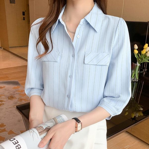 women's polos chiffon blouses women 2021 summer shirts striped office lady turndown collar female clothing blusas chic #h6, White
women's polos chiffon blouses women 2021 summer shirts striped office lady turndown collar female clothing blusas chic #h6, White