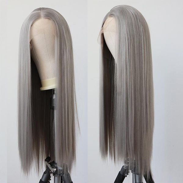 synthetic wigs long straight grey lace front wig for women middle part high density daily, Black
synthetic wigs long straight grey lace front wig for women middle part high density daily, Black