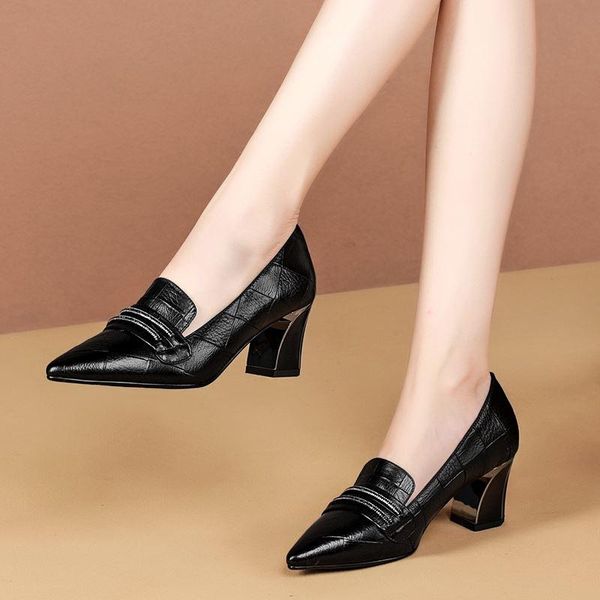 dress shoes thick heels genuine leather high office ladies women spring/autumn heel zapatos de mujer, Black
dress shoes thick heels genuine leather high office ladies women spring/autumn heel zapatos de mujer, Black