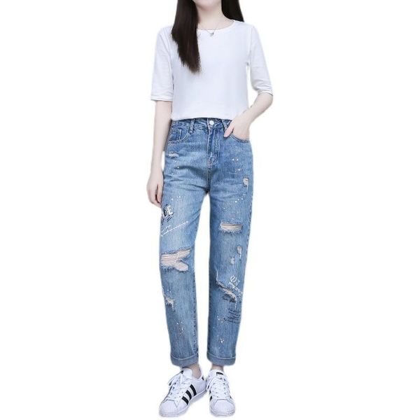women's jeans fashion vintage ripped hole loose harem pants solid women spring summer casual high waist slim denim trousers streetwears, Blue
women's jeans fashion vintage ripped hole loose harem pants solid women spring summer casual high waist slim denim trousers streetwears, Blue