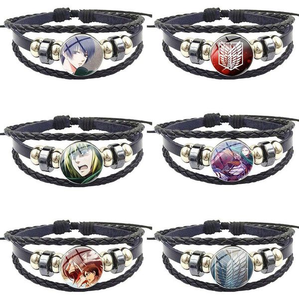 charm bracelets for girls statement maxi handmade glass cabochon black leather bracelet bangles jewelry anime attack on titan, Golden;silver
charm bracelets for girls statement maxi handmade glass cabochon black leather bracelet bangles jewelry anime attack on titan, Golden;silver