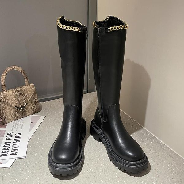 boots woman knee-high ladies shoes for women 2021 autumn heels female fashion metal chain western modern, Black
boots woman knee-high ladies shoes for women 2021 autumn heels female fashion metal chain western modern, Black