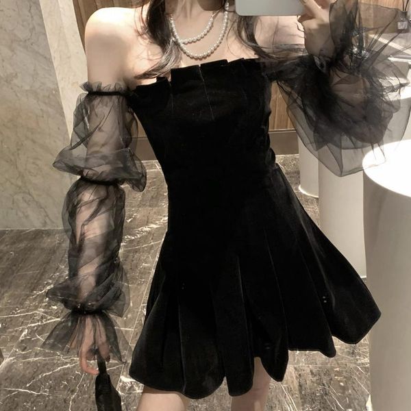 casual dresses gothic dress vintage off shoulder lanter sleeve mesh patchwork velvet mini for female dark street grunge black, Black;gray
casual dresses gothic dress vintage off shoulder lanter sleeve mesh patchwork velvet mini for female dark street grunge black, Black;gray