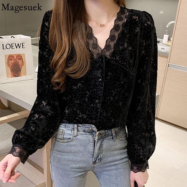women's blouses & shirts autumn long sleeve black lace blouse women vintage v-neck velvet chiffon shirt 2021 fashion retro slim elegant, White
women's blouses & shirts autumn long sleeve black lace blouse women vintage v-neck velvet chiffon shirt 2021 fashion retro slim elegant, White