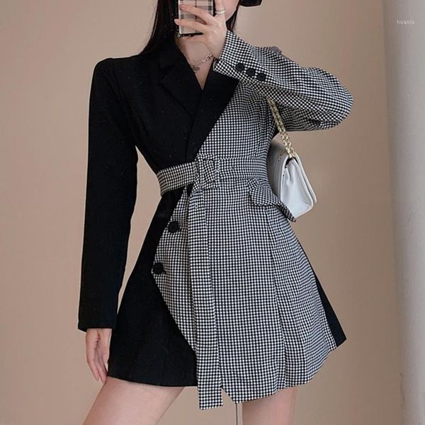 women's suits & blazers chic houndstooth patchwork women contrast color suit jackets with belt plus size office lady blazer feminino, White;black
women's suits & blazers chic houndstooth patchwork women contrast color suit jackets with belt plus size office lady blazer feminino, White;black