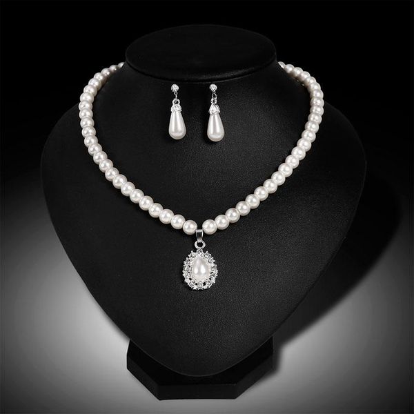 earrings & necklace water drop simulated pearls rhinestone beads bridal jewelry sets for wedding women, Silver
earrings & necklace water drop simulated pearls rhinestone beads bridal jewelry sets for wedding women, Silver