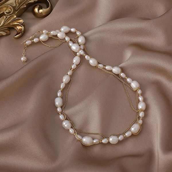 chokers origin summer baroque natural freshwater pearl pendant necklace for women girls fashion double layer chain jewelry, Golden;silver
chokers origin summer baroque natural freshwater pearl pendant necklace for women girls fashion double layer chain jewelry, Golden;silver
