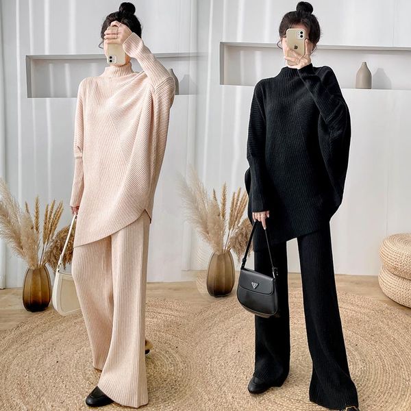 women's two piece pants sweater sets women turtleneck warm matching outfits loose pullover and wide leg winter set 2021, White
women's two piece pants sweater sets women turtleneck warm matching outfits loose pullover and wide leg winter set 2021, White