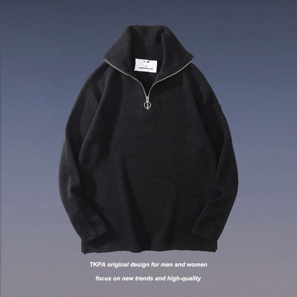 tkpa street basic solid color knitted sweater for male and female couples korean high neck zipper with bottom coat, Black
tkpa street basic solid color knitted sweater for male and female couples korean high neck zipper with bottom coat, Black