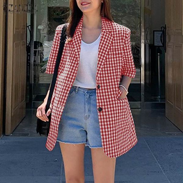2021 new zanzea women summer lapel neck short sleeve blazers fashion plaid checked loose thin jackets casual buttons blazer suits outwear 5l, White;black
2021 new zanzea women summer lapel neck short sleeve blazers fashion plaid checked loose thin jackets casual buttons blazer suits outwear 5l, White;black